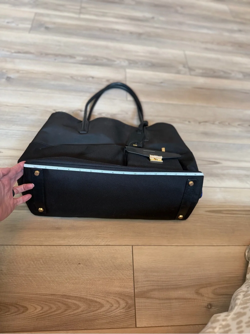 Tumi Black Nylon Laptop Tote with Gold Hardware